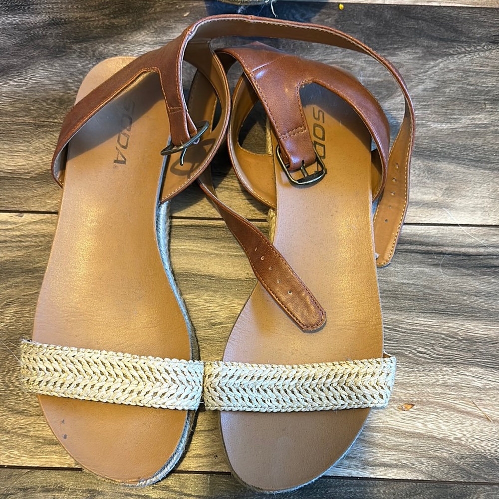 Brown and Tan Sandals